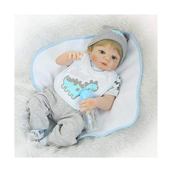 23 "58 Cm Reborn Bébé Poupées Anatomiquement Correcte Simulation Silicone Nouveau-Né Garçon Yeux Bleus Caucasien Bébé Poupées