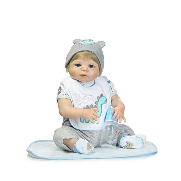 23 "58 Cm Reborn Bébé Poupées Anatomiquement Correcte Simulation Silicone Nouveau-Né Garçon Yeux Bleus Caucasien Bébé Poupées