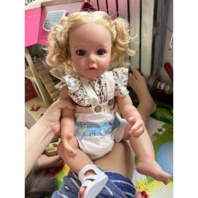 Poupées Reborn en Silicone, Corps Complet De 22 Pouces, Poupées Réalistes pour Tout-Petits, Cheveux Blonds, Anatomiquement Co