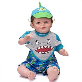Poupées De Bébé Reborn, Corps Lesté, Aspect Réel, Taille Garçon, Doux, 22 Pouces, Nouveau-Né, Réaliste, Costume De Requin pou