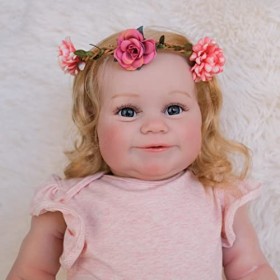 Reborn Dolls Poupée en Silicone Souple pour Petite Fille avec Cheveux Blonds - Bébés Nouveau-Nés Réalistes Qui Ont LAir Réel