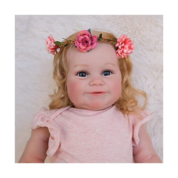Reborn Dolls Poupée en Silicone Souple pour Petite Fille avec Cheveux Blonds - Bébés Nouveau-Nés Réalistes Qui Ont LAir Réel