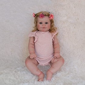 Reborn Dolls Poupée en Silicone Souple pour Petite Fille avec Cheveux Blonds - Bébés Nouveau-Nés Réalistes Qui Ont LAir Réel