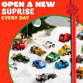 JOYIN Calendrier de lAvent en 2021 avec Jouets de Voitures 24 Jours de Compte à Rebours jusquà Noël pour les Enfants