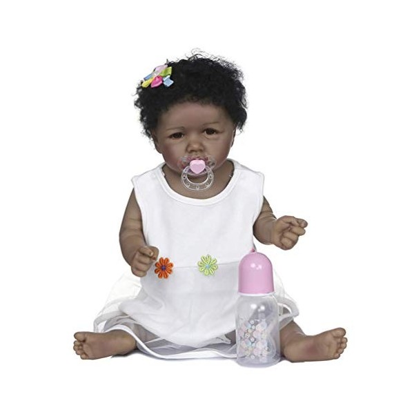 22 Pouces 55 Cm Noir Afro-Américain Bébé Poupées Pleine Silicone Renaître À La Main Poupée Nouveau-Né Bébé Poupées pour Fille