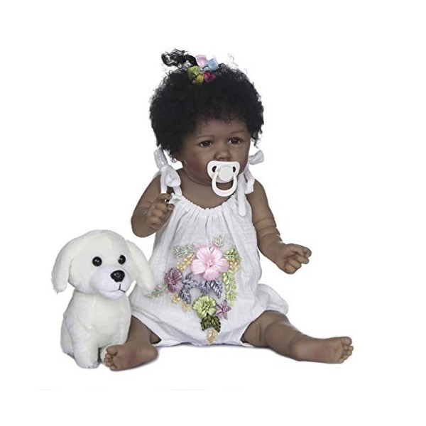 22 Pouces 55 Cm Noir Afro-Américain Bébé Poupées Pleine Silicone Renaître À La Main Poupée Nouveau-Né Bébé Poupées pour Fille