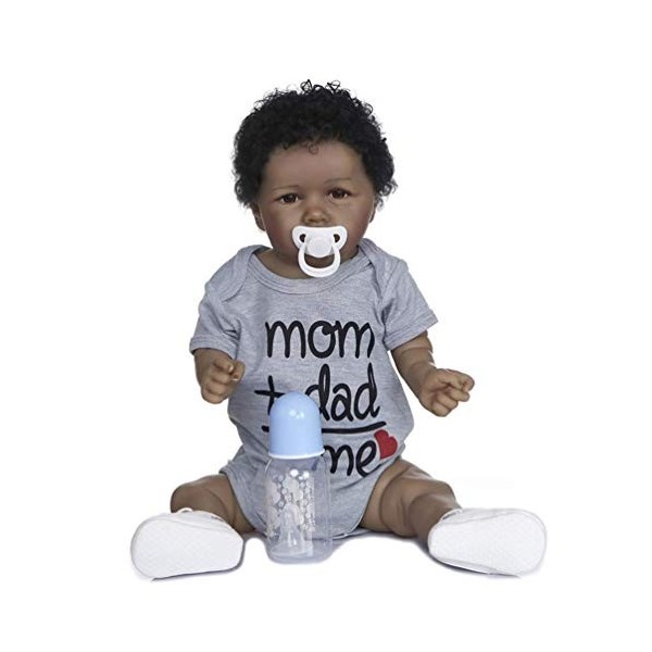 22 Pouces 55 Cm Noir Afro-Américain Bébé Poupées Pleine Silicone Renaître À La Main Poupée Nouveau-Né Bébé Poupées pour Fille