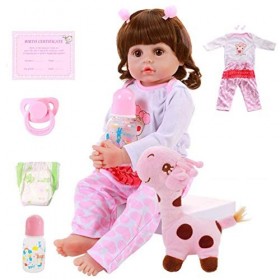 Poupée Reborn Bébé Garçon Noir, Poupées Nouveau-Né Réalistes en Vinyle Silicone 57Cm, Poupée Réaliste De Style Indien