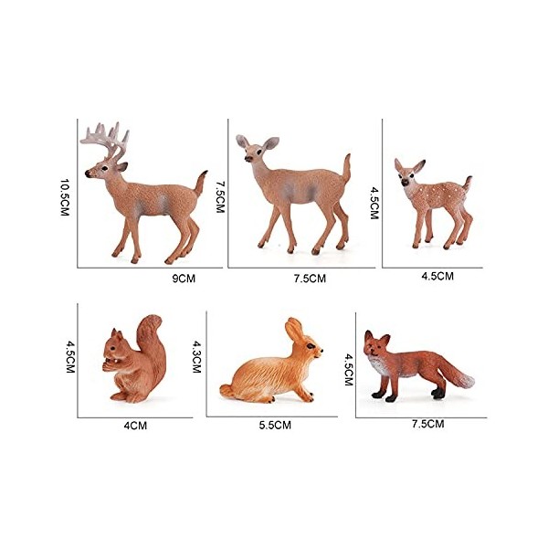 Lot De 6 Figurines Animaux De La Forêt UOCAI | Cerf, Renard, Hibou… En Plastique Détaillé | Pour Jouet, Décoration, Ou Topper De Gâteau