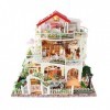 luckiner Mignon mini maison de poupée miniature 3D en bois avec housse anti-poussière