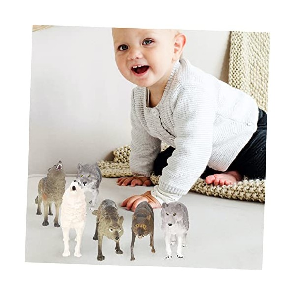 CLISPEED 35 Pcs Modèle De Meute De Loup dhiver Figurines danimaux Minuscules Kit De Gâteau Jeu De Bébé Jouet pour Enfants M