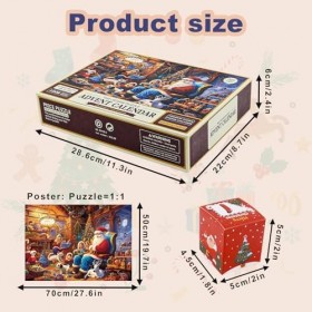 Puzzle Calendrier de lAvent 2023, 24 Boîtes 1008 Pièces Puzzles Calendrier de lAvent de noël Puzzle Drôle Conte du Père Noë