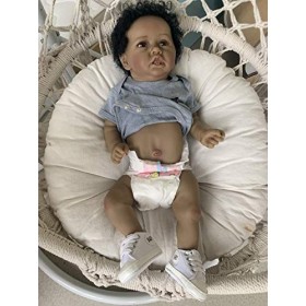 56CM Full Body Silicone Reborn Baby Doll avec Dents Deux Couleurs de Peau réaliste 100% Fait à la Main Peinture détaillée pou