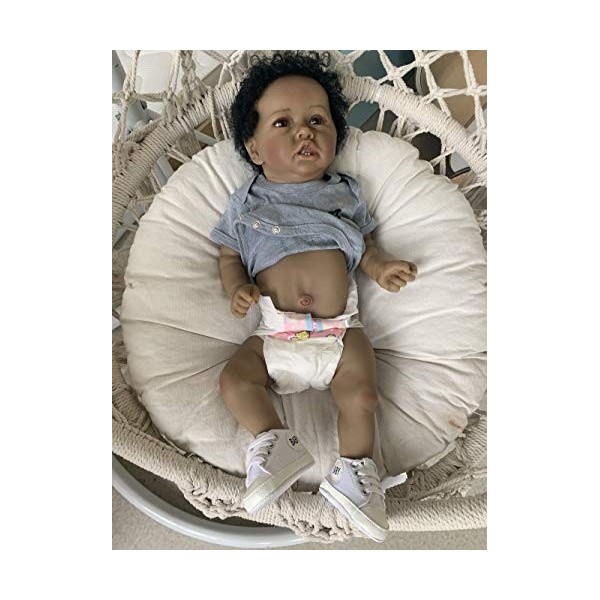 56CM Full Body Silicone Reborn Baby Doll avec Dents Deux Couleurs de Peau réaliste 100% Fait à la Main Peinture détaillée pou