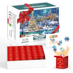 Weeupolfun Calendrier de lAvent 2023 Jigsaw Puzzle 1008 pièces, cadeaux de Noël pour adultes et enfants, calendrier de lAve