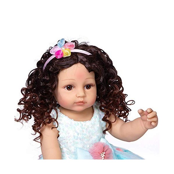 55 CM Reborn bébé Enfant en Bas âge Flexible Corps Complet en Silicone Souple réel Doux au Toucher Pincess Cheveux bouclés Mo