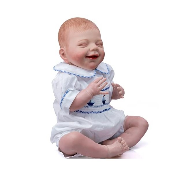 53CM Reborn bébé poupée Avril Dormir Taille réaliste Corps Doux Flexible Dessin à la Main Cheveux 3D Teint avec veines Nouvea