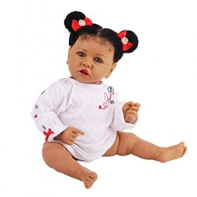 Fait à la Main en Silicone/Tissu 22 Pouces Reborn bébé poupée Fille réaliste Nouveau-né Peau foncée Fille Jouet poupée Look V
