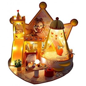 DIY Miniature Dollhouse Kit 1:12 Scale Party Castle Dollhouse Model with LED Lights and Music Movement Creative Toys Boys and
