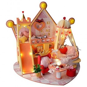 DIY Miniature Dollhouse Kit 1:12 Scale Party Castle Dollhouse Model with LED Lights and Music Movement Creative Toys Boys and