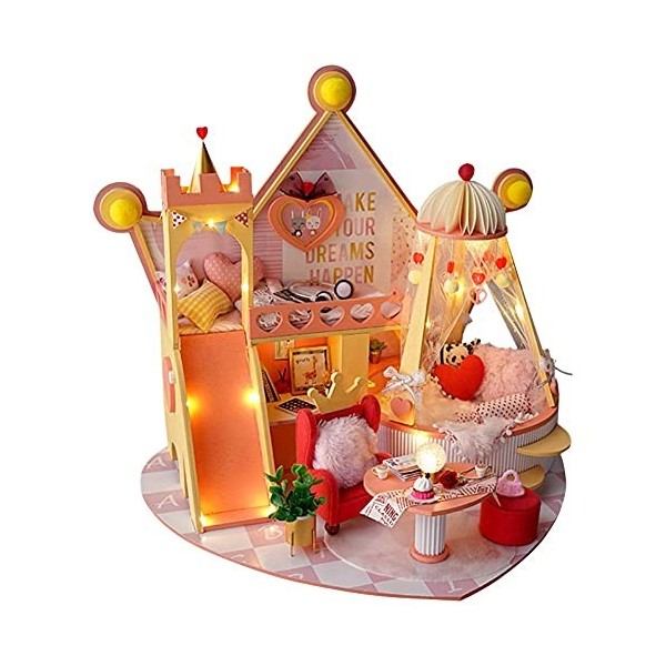 DIY Miniature Dollhouse Kit 1:12 Scale Party Castle Dollhouse Model with LED Lights and Music Movement Creative Toys Boys and