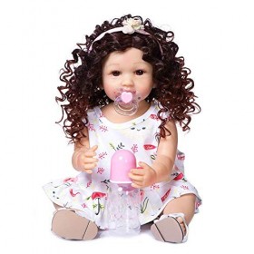 55CM Cheveux bouclés Original Corps Entier Silicone Souple réel Doux au Toucher Reborn bébé Bambin Pincess Mode Fille poupée 