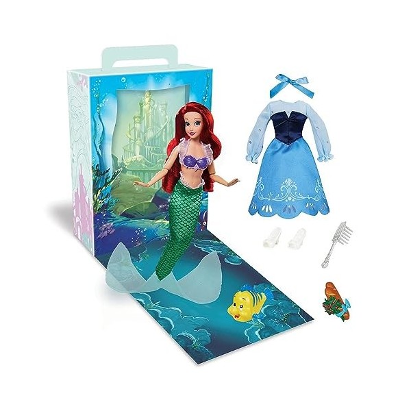 Disney Store Poupée officielle Ariel Story, La Petite Sirène, 27,9 cm, entièrement articulée en tenue scintillante – Convient