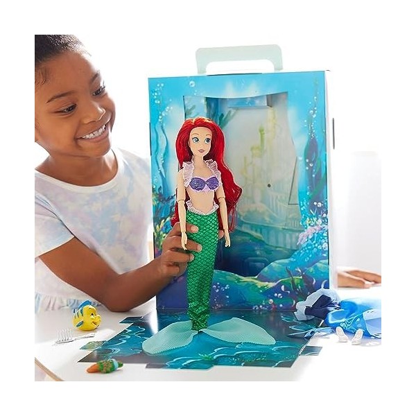 Disney Store Poupée officielle Ariel Story, La Petite Sirène, 27,9 cm, entièrement articulée en tenue scintillante – Convient