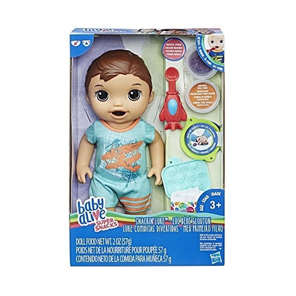 Baby Alive Hasbro Boy Doll Snackin Luke, Brunette