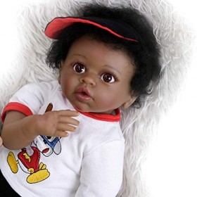 Poupées Ethniques Noires De 55 Cm avec Cheveux Afro, Bébé Afro-Américain Réaliste Vêtements De Golf Vêtements De Golf Go