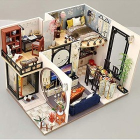 Bricolage Maison De Poupée Enfants Jouets Maison De Poupée avec Meubles Assembler en Bois Miniature Maison De Poupée Bricolag