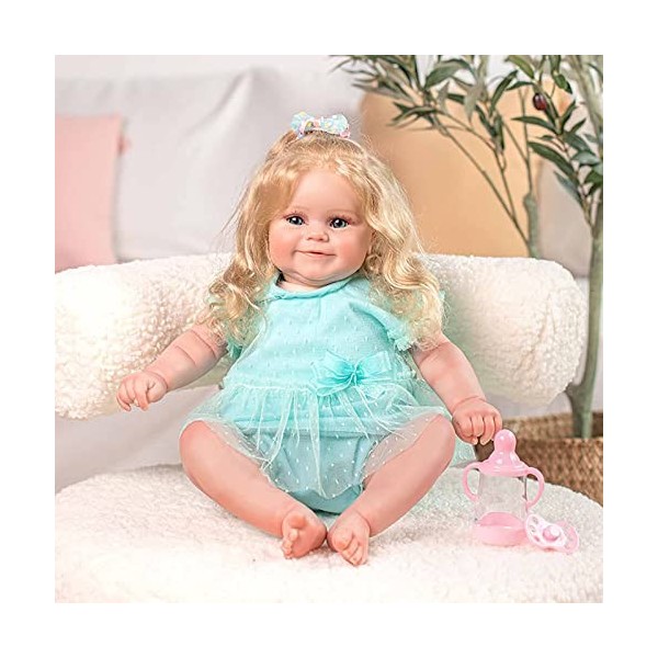 HLILY Reborn Baby Dolls, RéAliste Bebe Reborn Fille Simulation Vinyl Soft Silicone PoupéE Reborn Girl Boy Gift pour Lâge De 