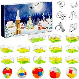 Calendrier de LAvent 2023, 24 PièCes de Puzzle-Calendrier de Solutions Avec 13 Puzzles déQuilibre, 6 Puzzles en MéTal et 5 