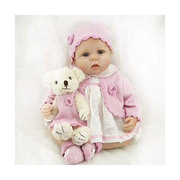 Reborn Baby Dolls, 55 cm Silicone Souple Nouveau-né Bébé Poupée 22 Pouces Réaliste Maison denfants Anniversaire Brown Eyes 