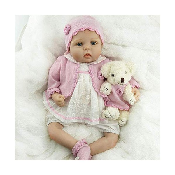 Reborn Baby Dolls, 55 cm Silicone Souple Nouveau-né Bébé Poupée 22 Pouces Réaliste Maison denfants Anniversaire Brown Eyes 