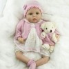 Reborn Baby Dolls, 55 cm Silicone Souple Nouveau-né Bébé Poupée 22 Pouces Réaliste Maison denfants Anniversaire Brown Eyes 