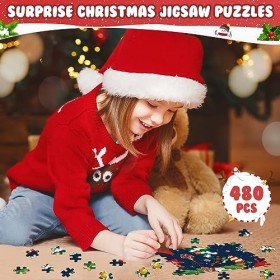ZMLM Calendrier de lAvent 2023 Puzzles de Noël : Puzzles de Noël pour Enfants Adultes - 480 Pièces Puzzles pour Filles Garço