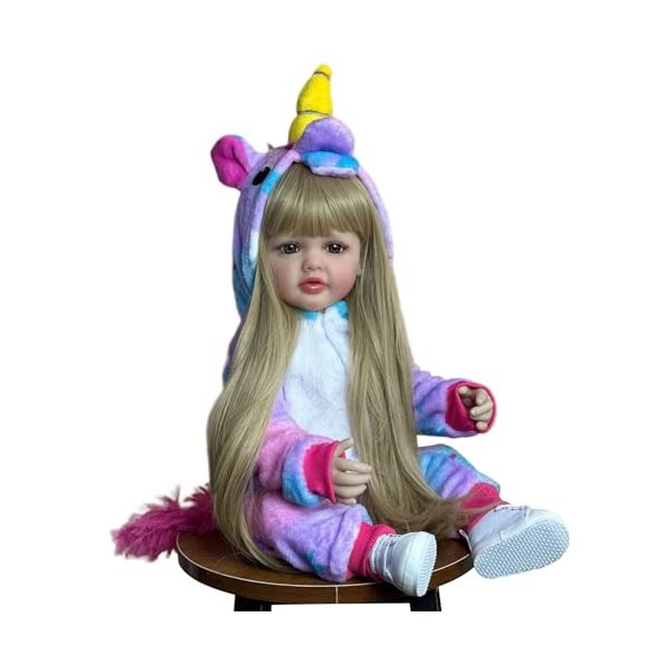 YIHANGG 55cm Lifelike Poupée Reborn Fille Silicone Souple sur Tout Le Corps 22inch Longs Cheveux Blonds Réaliste Princesse Ba