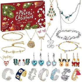 Calendrier Bijoux Fille, Venares Calendrier de lavent Bijoux Femme, 24 Surprises Calendrier de lavent 2023, Cadeau Noel Fem
