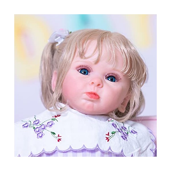 60CM Reborn Bébé Poupées Bambin Réaliste Poupée Nouveau-né Fait Main Doux Silicone Mignonne Yeux Bleus Princesse Fille Poupée