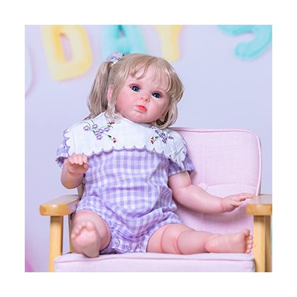 60CM Reborn Bébé Poupées Bambin Réaliste Poupée Nouveau-né Fait Main Doux Silicone Mignonne Yeux Bleus Princesse Fille Poupée