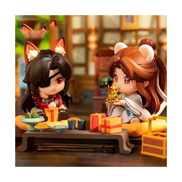 WENCY Heaven Officials Blessing Anime Figure Toys Xie Lian and Hua Cheng Q Version Figurine, Livrée avec Une Scène De Acryli