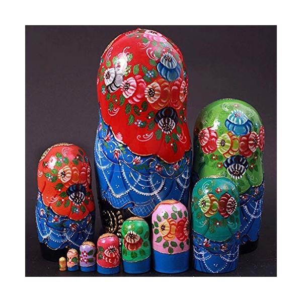 Poupée gigogne Poupées de nidification russe Set 10 pcs matryoshka empilant en bois imbriqué jouet à la main nichée for enfan