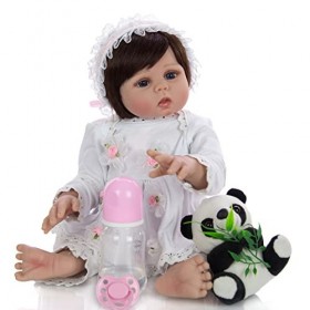 Poupées Reborn Poupée Bébé, Reborn Baby Doll Filles 19 Pouces Corps en Silicone Complet Imperméable Nouveau-Né Bbabies Réalis