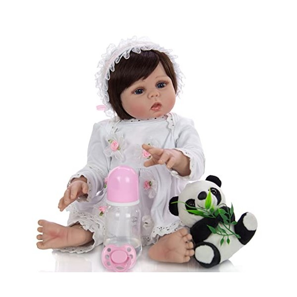 Poupées Reborn Poupée Bébé, Reborn Baby Doll Filles 19 Pouces Corps en Silicone Complet Imperméable Nouveau-Né Bbabies Réalis