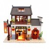 Cool Beans Boutique Kit maison de poupée miniature DIY en bois ancien restaurant chinois - Dragon Gate Inn - avec housse anti