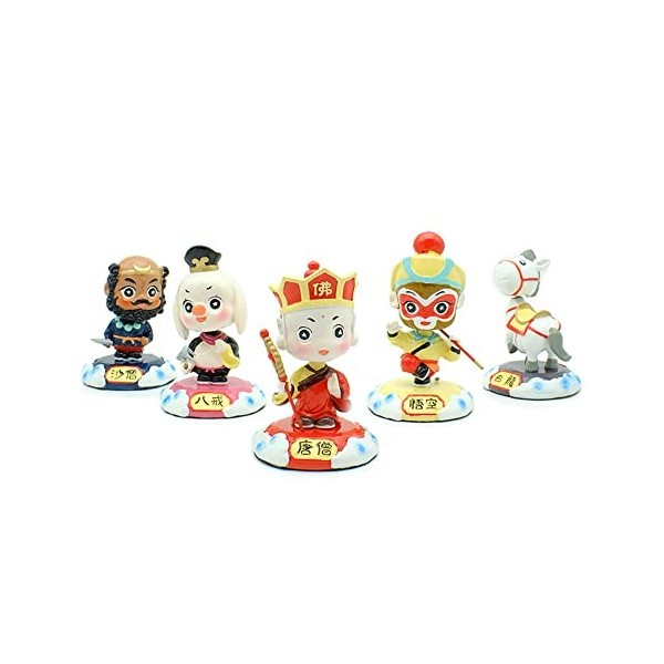 DHHHC 5pcs Voyage vers louest Figure poupée Voiture Ornements décoration secouant la tête Personnage de Dessin animé secoué 