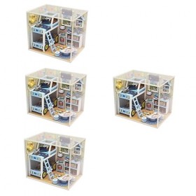 ibasenice 4 Ensembles Modèle De Cabine Enfants Playset Jouets en Bois Maisons De Poupée en Bois Kits De Maison De Poupée Débu