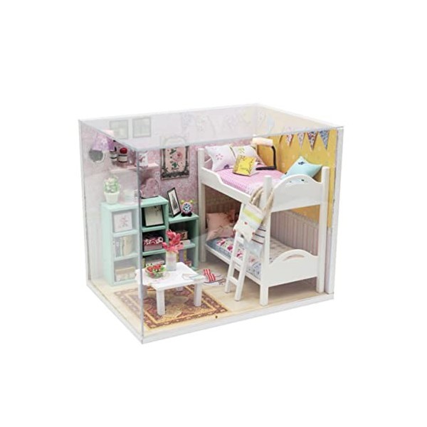 ibasenice 4 Ensembles Modèle De Cabine Enfants Playset Jouets en Bois Maisons De Poupée en Bois Kits De Maison De Poupée Débu