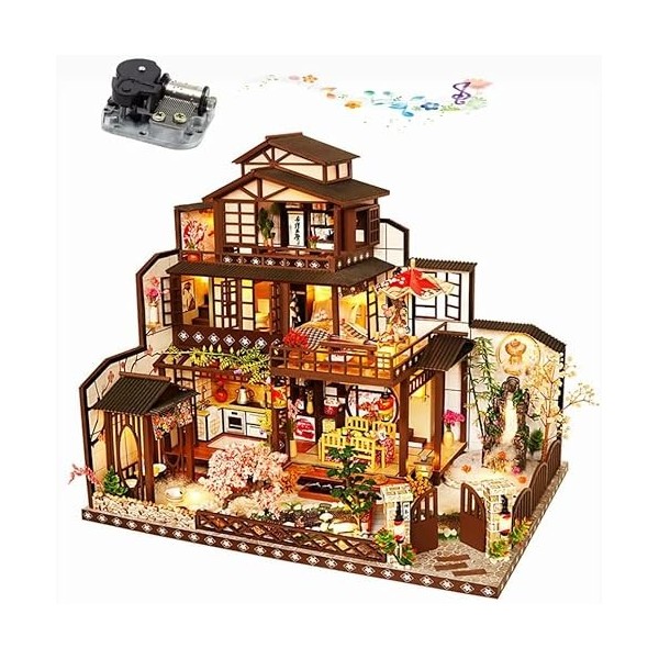 Kit de Maison de poupée à Faire soi-même de Style Japonais Meubles Miniatures Faits à la Main Lumières LED Kit de Maison de p